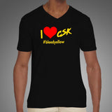 I Love CSK Men's Chennai Super Kings Cotton V Neck T-shirt Online India