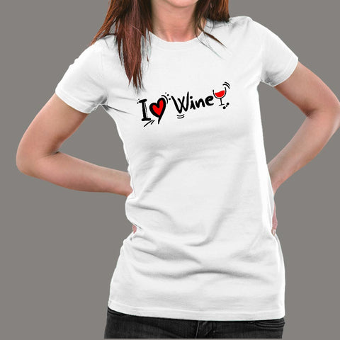  I Love Wine Women's Wine Lover T-Shirt Online IndiaI Love Wine Women's Wine Lover Full Sleeve T-Shirt Online India