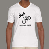 I Do My Own Stunts Funny Bicycle V Neck T-shirt For Men Online