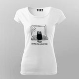 Funny Cat Coding Tee - I Work On Computers