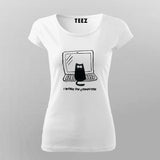 I Work On Computers funny cat T-Shirt For Women Online India