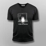 I Work On Computers funny cat V Neck T-shirt For Men Online India
