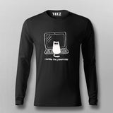 I Work On Computers funny cat Full Sleeve  T-shirt For Men Online India