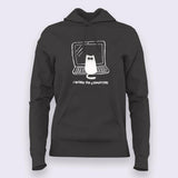 I Work On Computers funny cat Hoodie For Women Online India