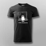 I Work On Computers funny cat T-shirt For Men Online India