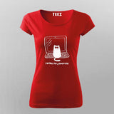 Funny Cat Coding Tee - I Work On Computers