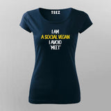 I Am A Social Vegan I Avoid Meet Funny  T-Shirt For Women
