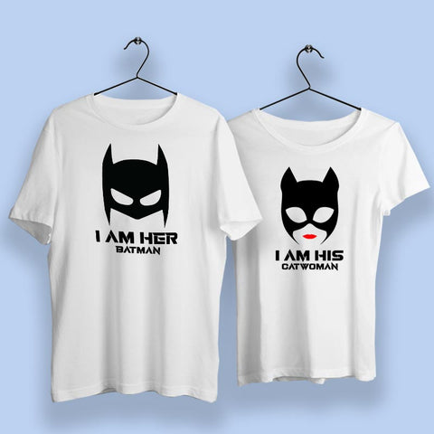 I Am Her Batman I Am His Catwoman Cute Couple T Shirts Online India