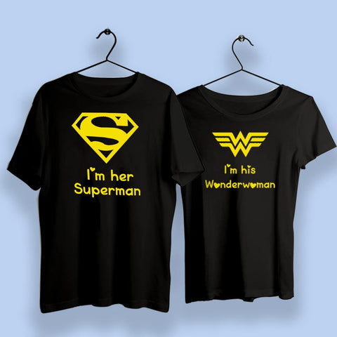 I Am Her Superman I Am His Wonder Woman Couple T-Shirts Online India