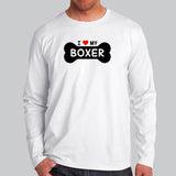 I Love My Boxer Men's Boxer Dog Fullsleeve T-Shirt Online