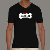 I Love My Boxer Men's Boxer Dog V Neck T-Shirt India