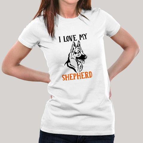 I Love My Shepherd T-Shirt For Women Online India