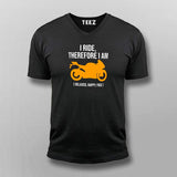 I Ride Therefore I Am Men's Biker V Neck T-Shirt Online