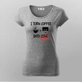 I Turn Coffee Into Code Bugs Coffee T-Shirt For Women