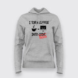 I Turn Coffee Into Code Bugs Coffee T-Shirt For Women