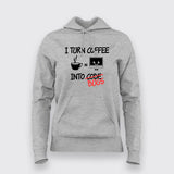 I Turn Coffee Into Code Bugs Coffee Hoodie For Women