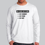 In Case Of Fire Git Commit Git Push Git Out Funny Programmer T-Shirt For Men