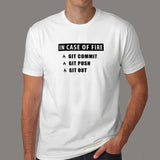 In Case Of Fire Git Commit Git Push Git Out Funny Programmer T-Shirt For Men India