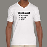 In Case Of Fire Git Commit Git Push Git Out Funny Programmer V Neck T-Shirt For Men Online