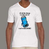 Suck at Breathing – Asthma Inhaler Wheezing Humour V Neck T-shirt for Men online india