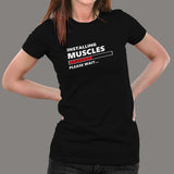 Installing Muscles Please Wait Funny Sport Gym T-Shirt For Women India