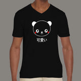 Cute Panda Face Kawaii Japanese Anime V Neck T-Shirt For Men india