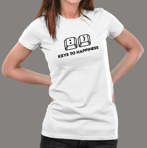 Keys To Happiness Funny Keyboard T-Shirt For Women Online India