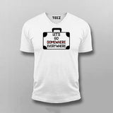 LET'S GO EVERYWHERE Travelling V Neck T-shirt For Men Online Teez