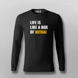 Life Is Like A Box Of Mithai Funny Full Sleeve T-shirt For Men Online India 