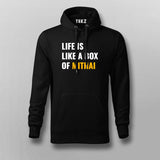 Life Is Like A Box Of Mithai Funny Hoodies For Men