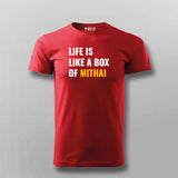 Life Is Like A Box Of Mithai Funny T-shirt For Men Online India 