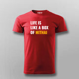 Life Is Like A Box Of Mithai Funny T-shirt For Men Online India 
