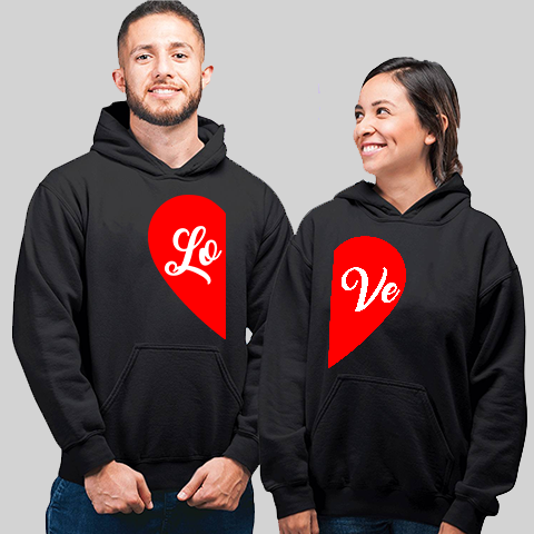 Love Heart Couple Hoodies Online India