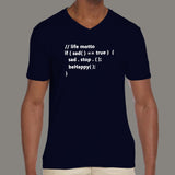 Life Motto If Sad Be Happy Funny Code Programmer V Neck T-Shirt For Men Online India