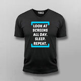 Look At Screen All Day Sleep Repeat  Funny T-shirt For Men