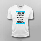Look At Screen All Day Sleep Repeat  Funny T-shirt For Men