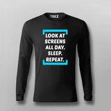 Look At Screen All Day Funny Full Sleeve T-shirt For Men Online India 