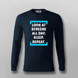 Look At Screen All Day Sleep Repeat  Funny T-shirt For Men