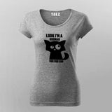 Look I'm a Hooman Dur Dur Dur Funny Cat T-Shirt For Women