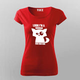 Look I'm a Hooman Dur Dur Dur Funny Cat T-Shirt For Women