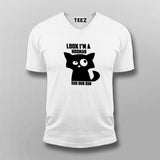 Look I'm a Hooman Dur Dur Dur Funny Cat Vneck T-Shirt For Men Online