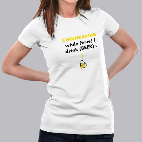 Funny Engineer Love Beer Drink Booze Code Programming T-shirt For Women