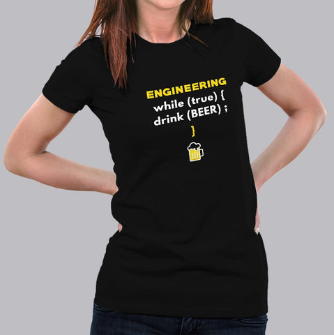 Funny Engineer Love Beer Drink Booze Code Programming T-shirt For Women Online India