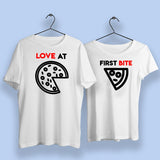 Love At First Bite Pizza Couple T Shirts India