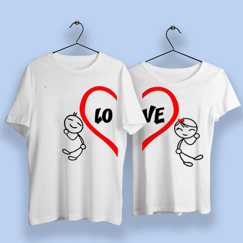 Love Heart Cute Couple T-Shirts Online India