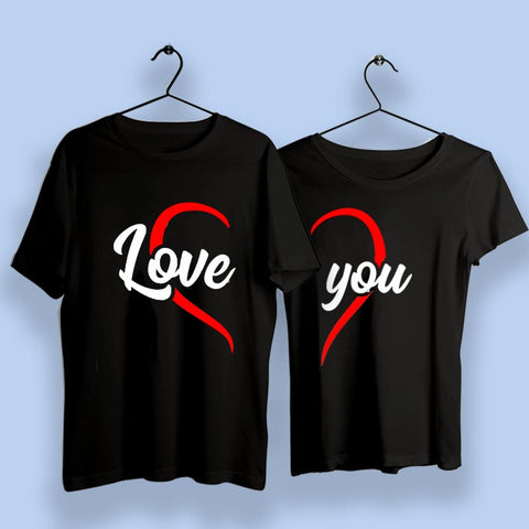 Love You Heart Couple T-Shirts Online