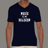 Music Is My Religion Men's v neck T-Shirt online india