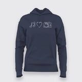 MUSIC, CAMERA, LOVE Hoodies For Women Online India