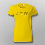 MUSIC, CAMERA, LOVE T-Shirt For Women