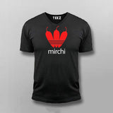Mirchi Hindi Slogan V-neck T-shirt For Men Online India